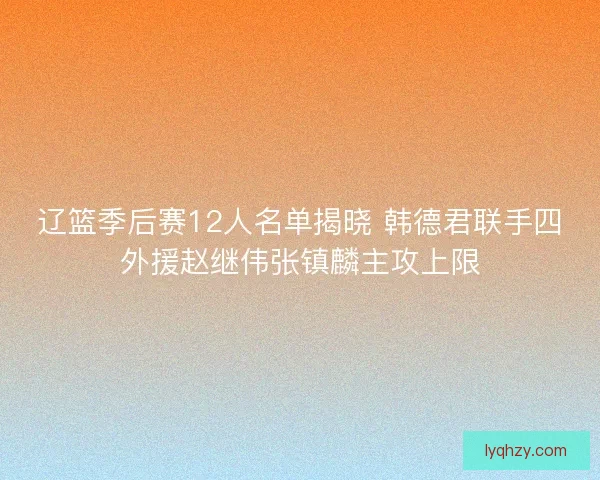 辽篮季后赛12人名单揭晓 韩德君联手四外援赵继伟张镇麟主攻上限