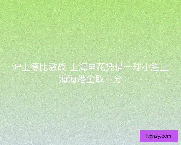 沪上德比激战 上海申花凭借一球小胜上海海港全取三分